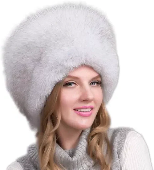 100% Natural Fox Fur Hat Women Cap Thick Fur Cap Winter Warm Hat Female Fashion For Women Hat With Earmuffs Hat - Image 3