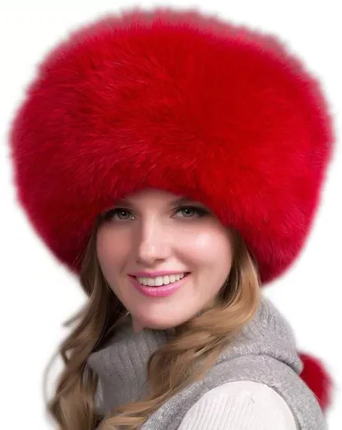 100% Natural Fox Fur Hat Women Cap Thick Fur Cap Winter Warm Hat Female Fashion For Women Hat With Earmuffs Hat - Image 4