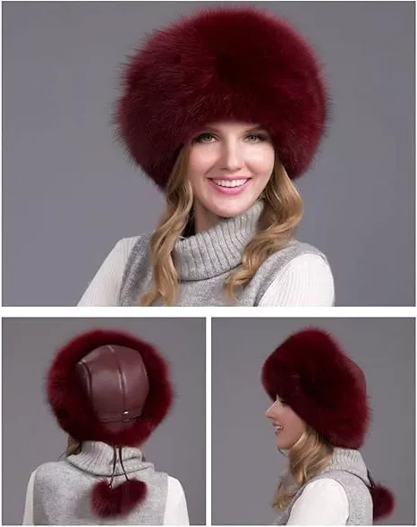 100% Natural Fox Fur Hat Women Cap Thick Fur Cap Winter Warm Hat Female Fashion For Women Hat With Earmuffs Hat - Image 5