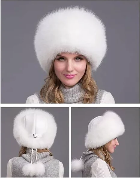 100% Natural Fox Fur Hat Women Cap Thick Fur Cap Winter Warm Hat Female Fashion For Women Hat With Earmuffs Hat - Image 6