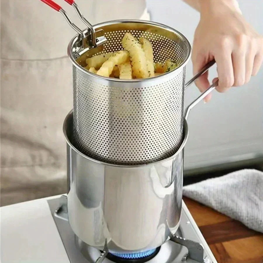 1200ML Deep Fryer Pot with Strainer - Image 3