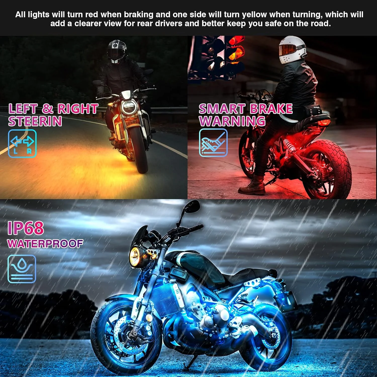 12pcs Motorcycle Led Light Kit With Brake Light Turn Signal - Image 3