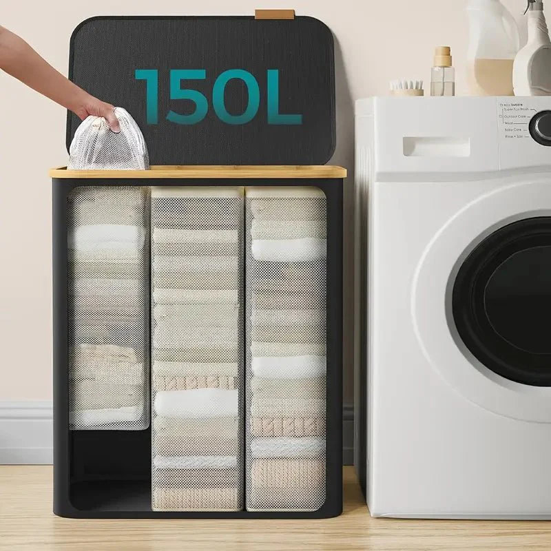 5072.1 oz foldable laundry basket with 2 compartments - Image 5