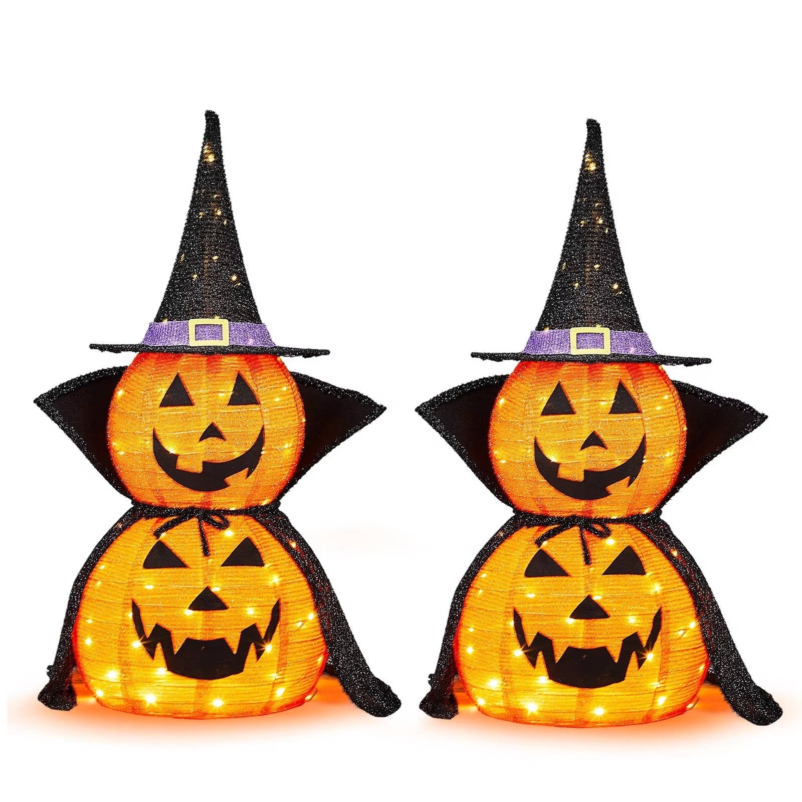 2 Pcs 3ft Halloween Collapsible Lighted In/Outdoor Pumpkin Garden Decoration - Image 5