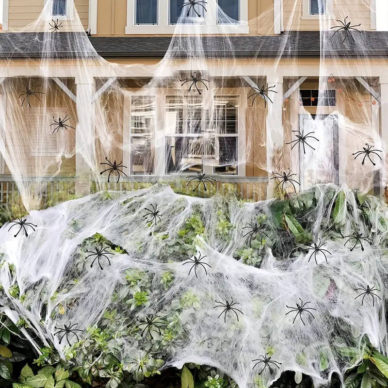200 Sqft Spider Webs Halloween Door Decorations With Fake Spiders - Image 2