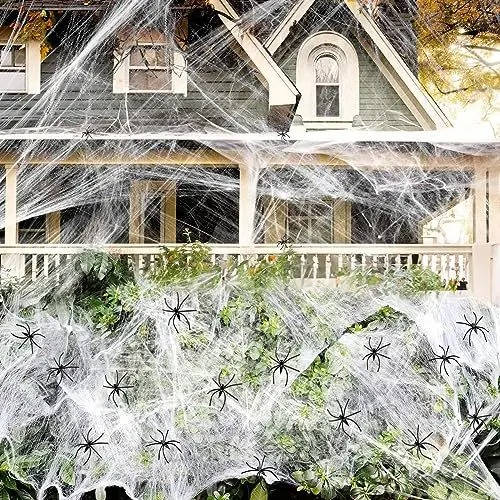 200 Sqft Spider Webs Halloween Door Decorations With Fake Spiders - Image 3