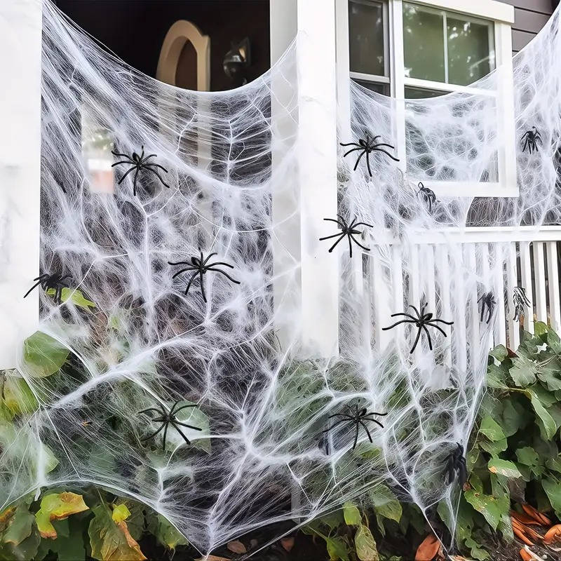 200 Sqft Spider Webs Halloween Door Decorations With Fake Spiders - Image 6