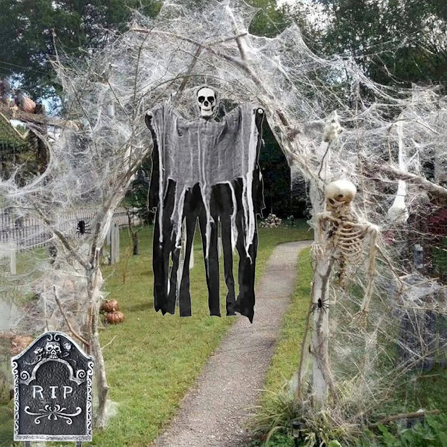 200 Sqft Spider Webs Halloween Door Decorations With Fake Spiders - Image 7