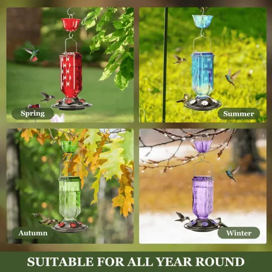 24oz Leak Proof Glass Hummingbird Feeder - Image 4