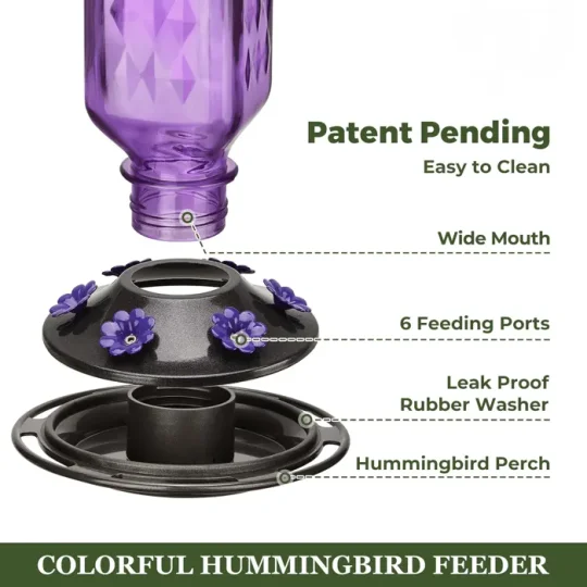 24oz Leak Proof Glass Hummingbird Feeder - Image 7