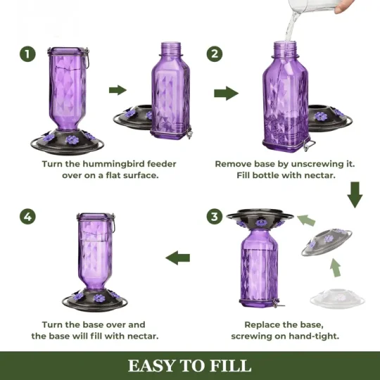 24oz Leak Proof Glass Hummingbird Feeder - Image 8