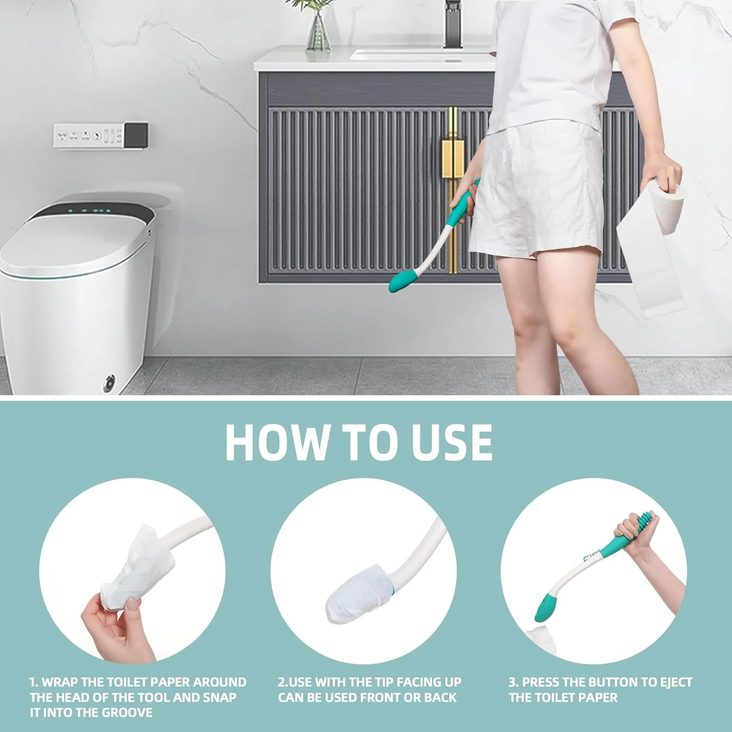 2pcs Toilet Aid For Wiping Long Reach Comfort Butt Wiper Tools - Image 4