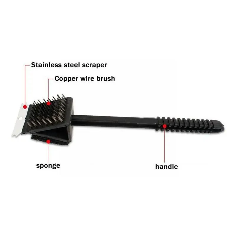 3 in 1 Barbecue Grill Brush with Scraper and Sponge - Image 3