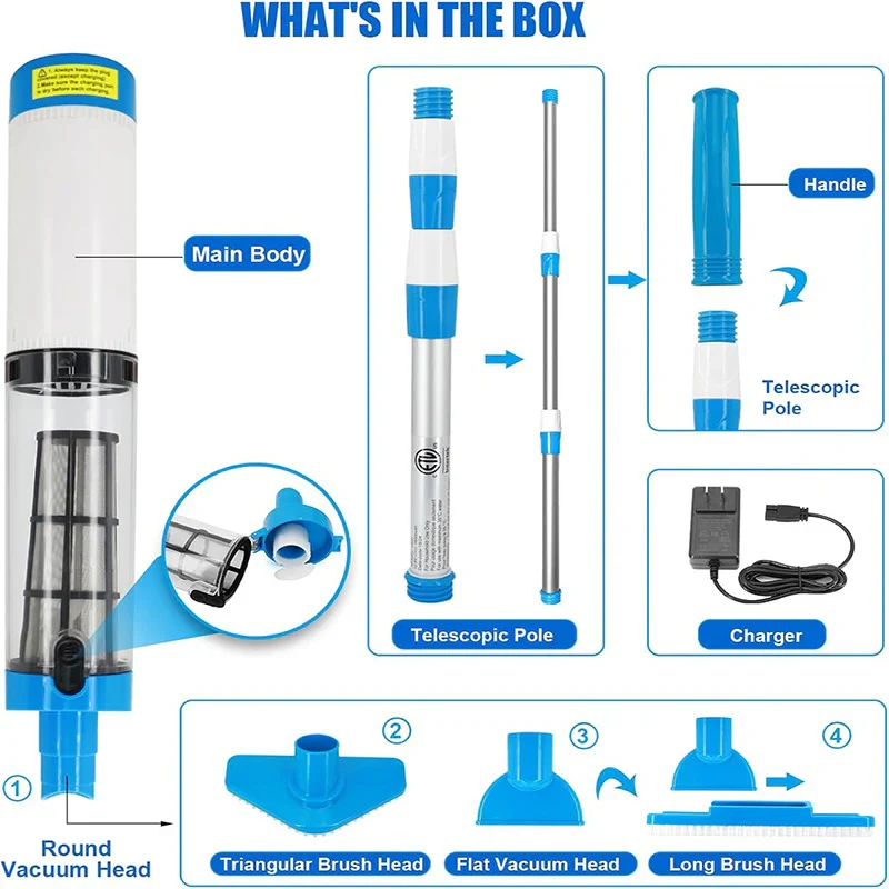 3 in 1 Cordless Rechargeable Pool Vacuum Cleaner - Image 11