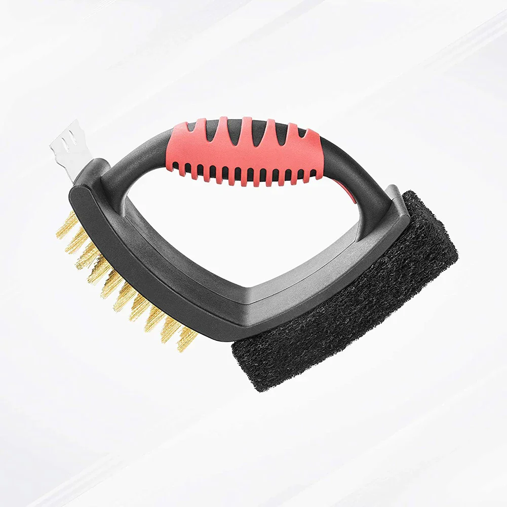 3 in 1 Grill Brush with Brass Bristles and Scraper - Image 2