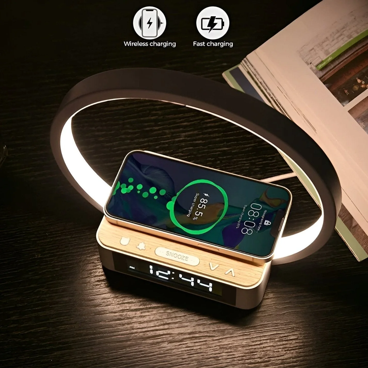 3-in-1 Table Lamp – Wireless Charging, Alarm Clock & Touch Control - Image 2