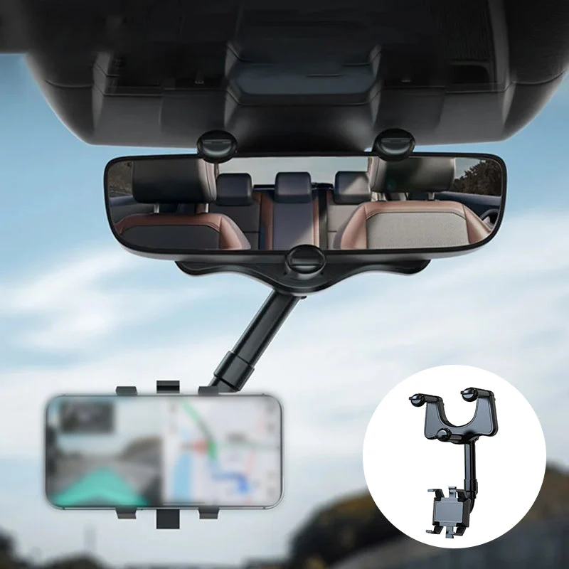 360° Rotating Multifunctional Car Mirror Phone Holder - Image 2