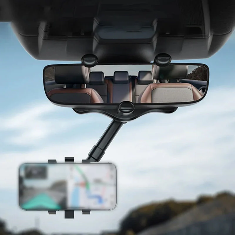 360° Rotating Multifunctional Car Mirror Phone Holder - Image 7