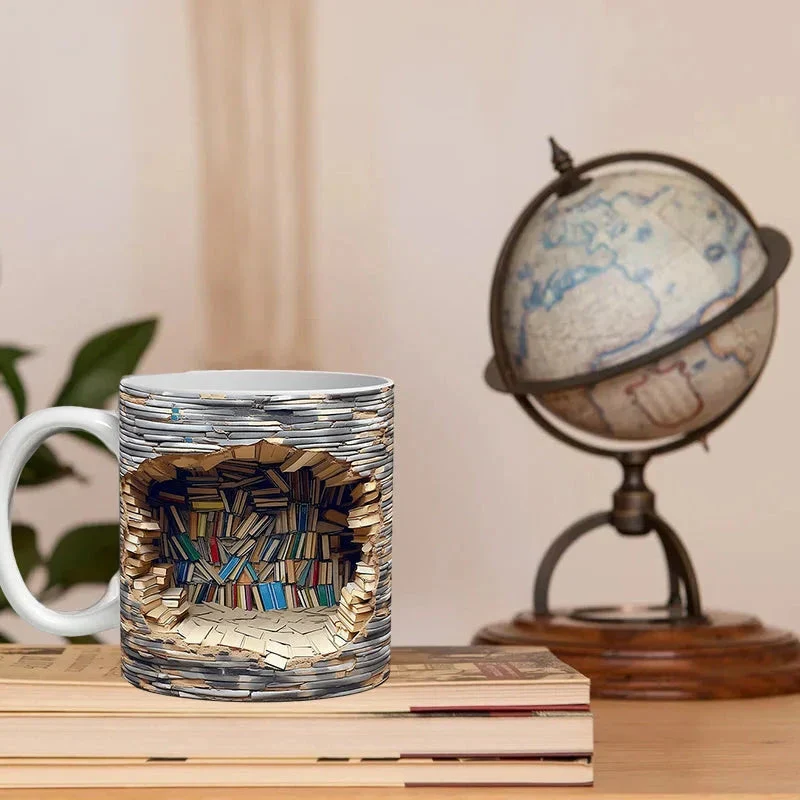 3D Library Bookshelf Mug, Coffee Mugs Gift for Book Lovers - Image 4