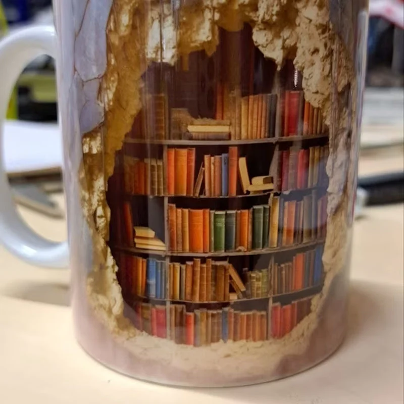 3D Library Bookshelf Mug, Coffee Mugs Gift for Book Lovers - Image 6