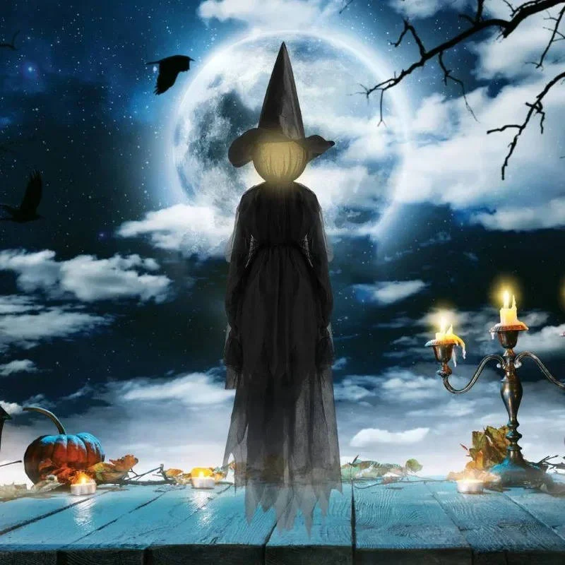 3PCS Indoor And Outdoor Halloween Decorations - Sound Activated Hand Holding Witch - Image 3