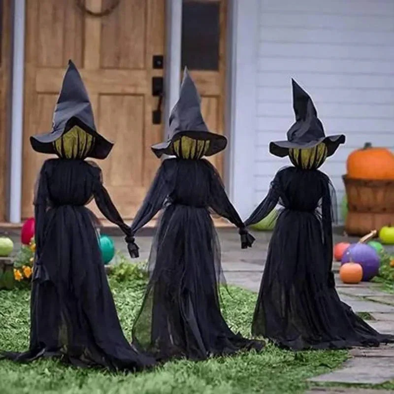 3PCS Indoor And Outdoor Halloween Decorations - Sound Activated Hand Holding Witch - Image 4