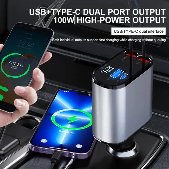 4 In 1 Retractable Car Charger - Image 3