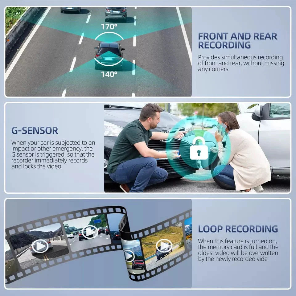 4" Touch Screen Front and Rear Dash Cam - Image 7
