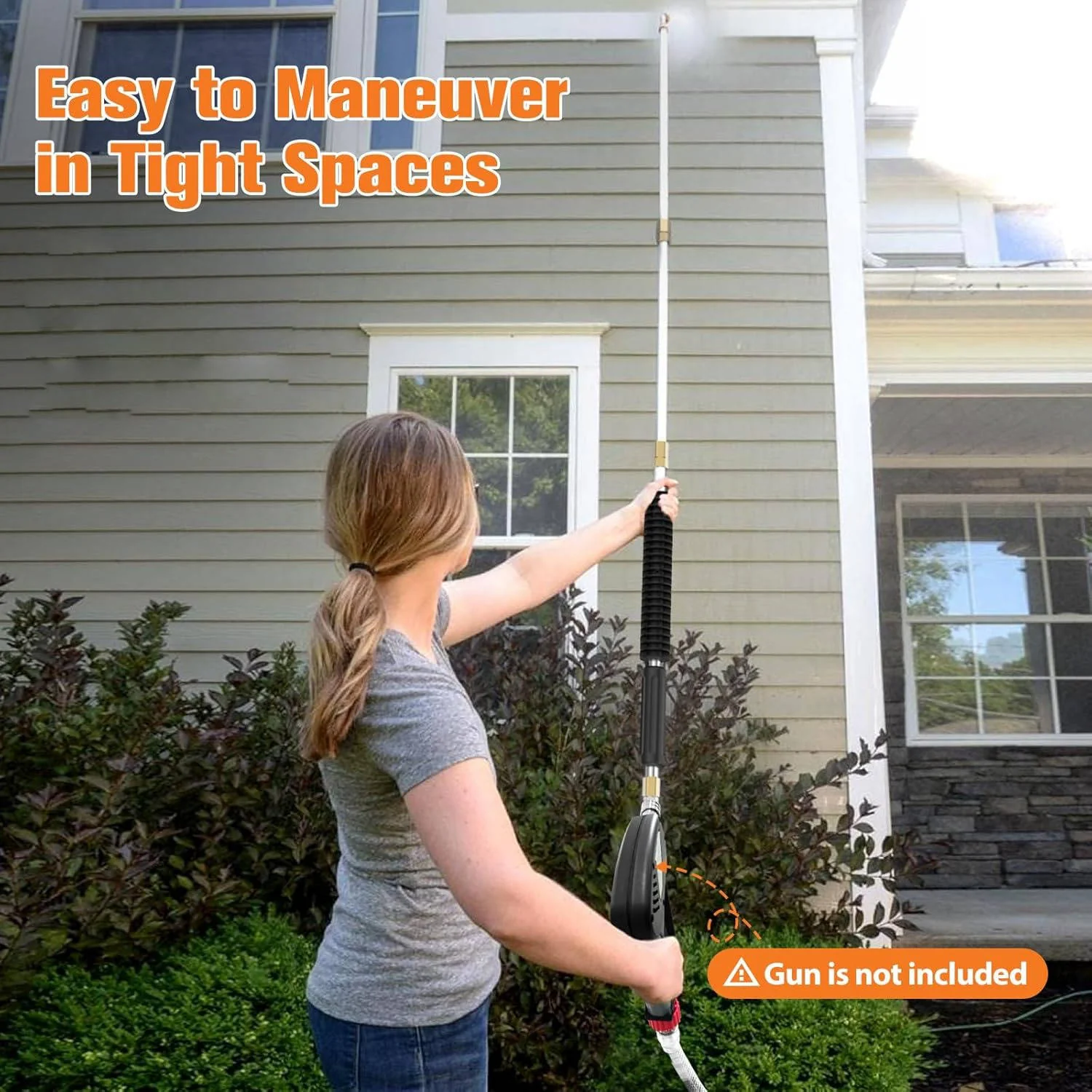 4000 PSI Telescoping High Pressure Power Washer Extension Wands For Gutter & Roof Drainage & Walls Cleaning - Image 5
