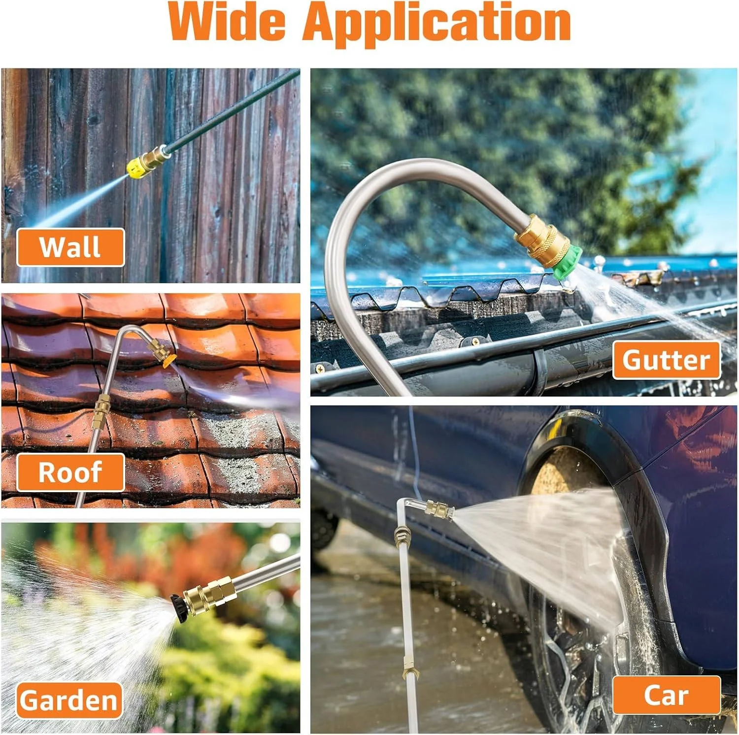 4000 PSI Telescoping High Pressure Power Washer Extension Wands For Gutter & Roof Drainage & Walls Cleaning - Image 8