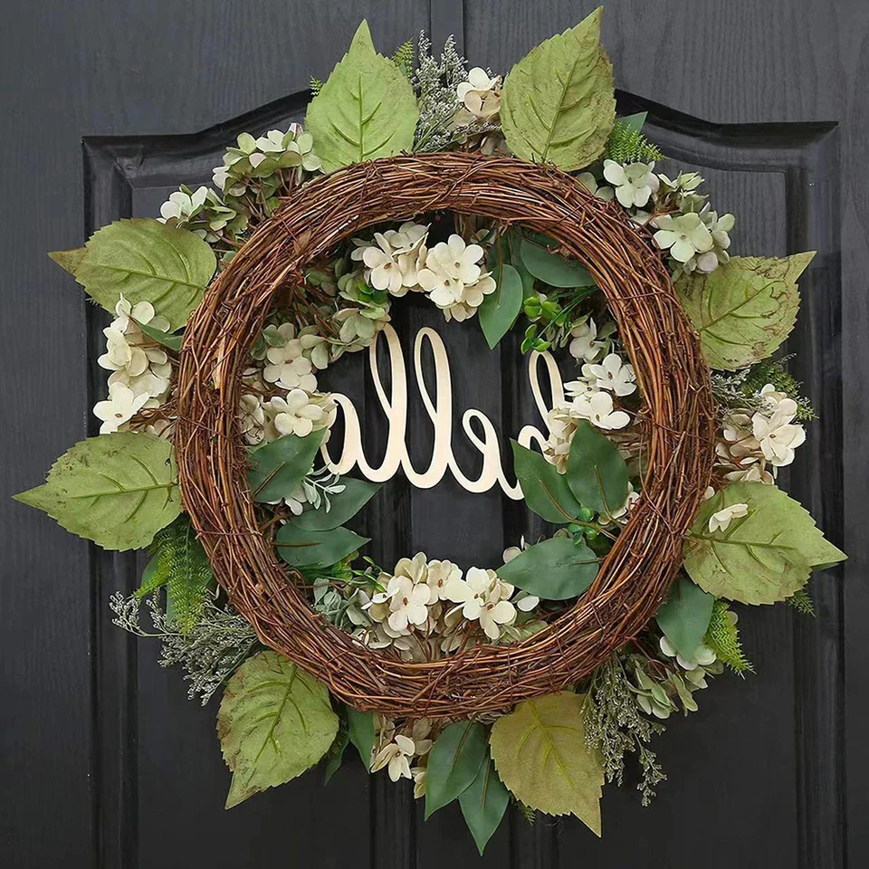 Green Hydrangea Wreath With Hello Sign - Image 3