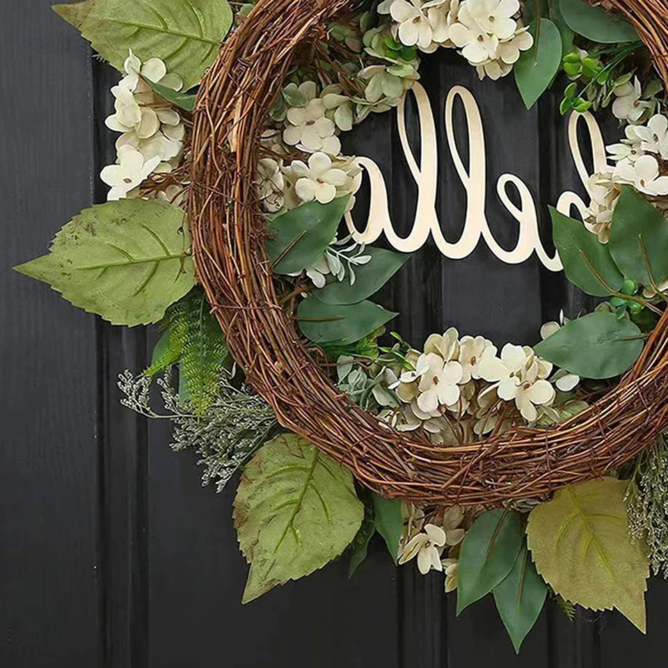 Green Hydrangea Wreath With Hello Sign - Image 4