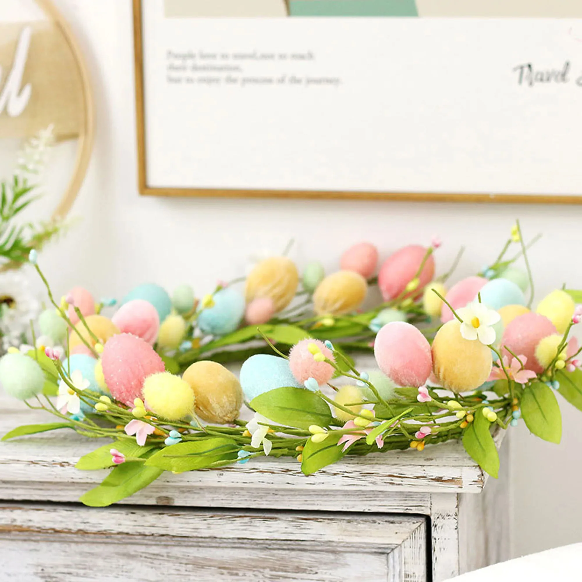 Spring Floral Colorful Easter Egg Wreath - Image 2