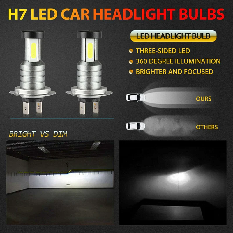 4x H7 LED Headlight Bulb Kit - Image 4