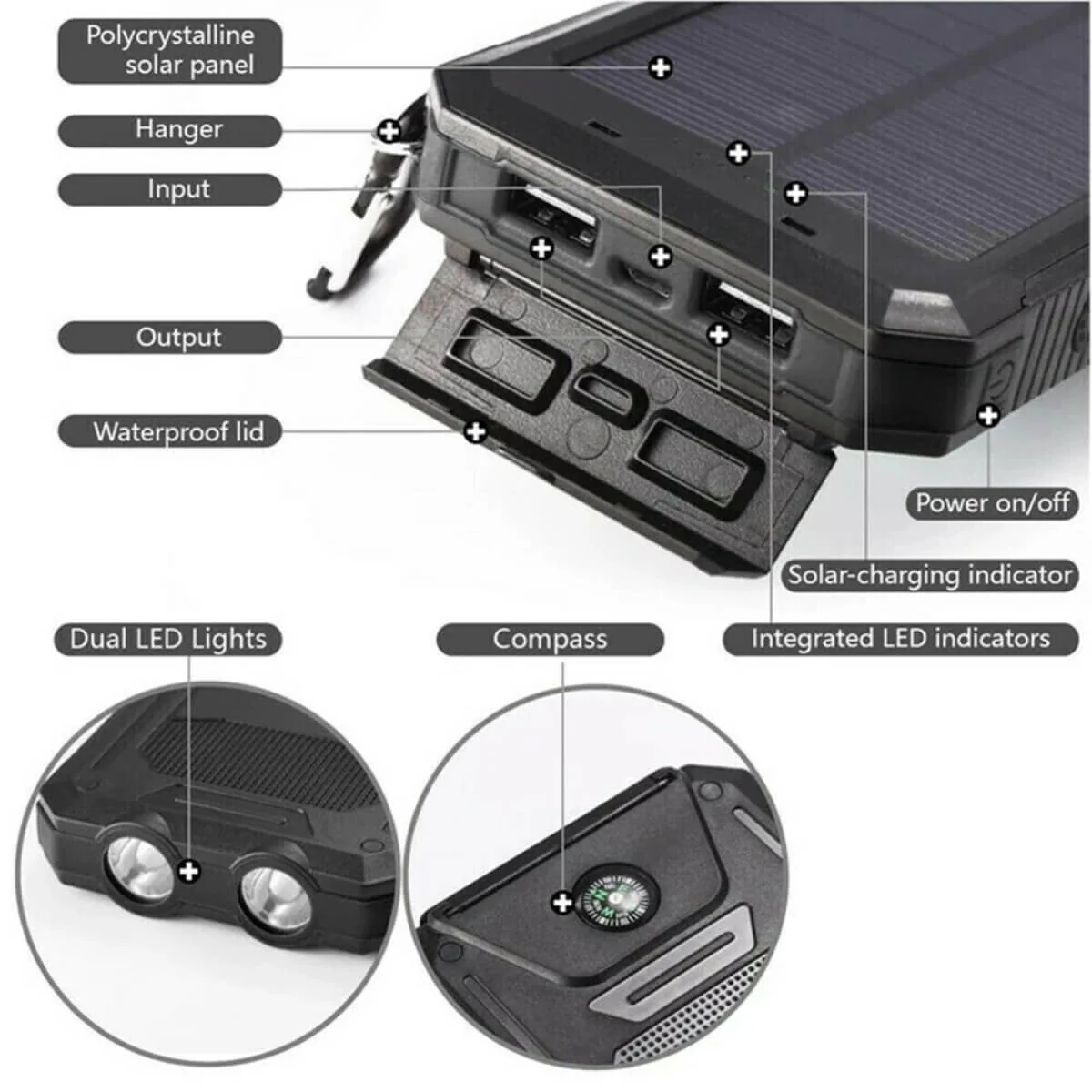 500000 MAH Solar Charger, Waterproof Power Bank, External - Image 9