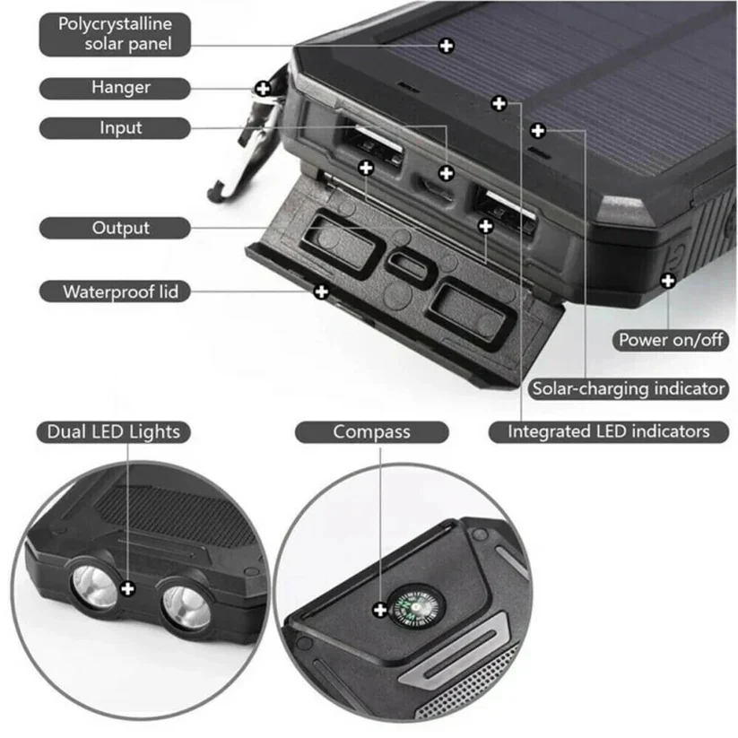 500000mAh Solar Charger Waterproof Power Bank External - Image 15