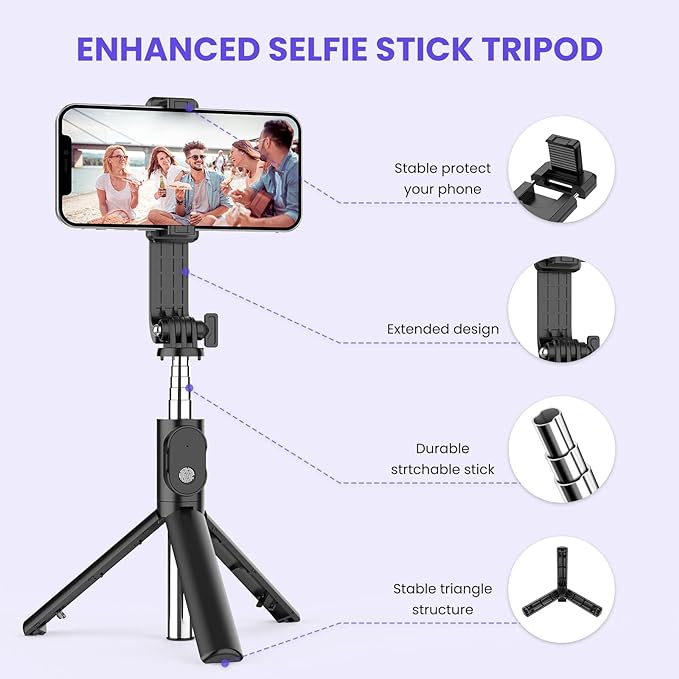 6 In 1 Wireless Bluetooth Selfie Stick With Fill Light - Image 7