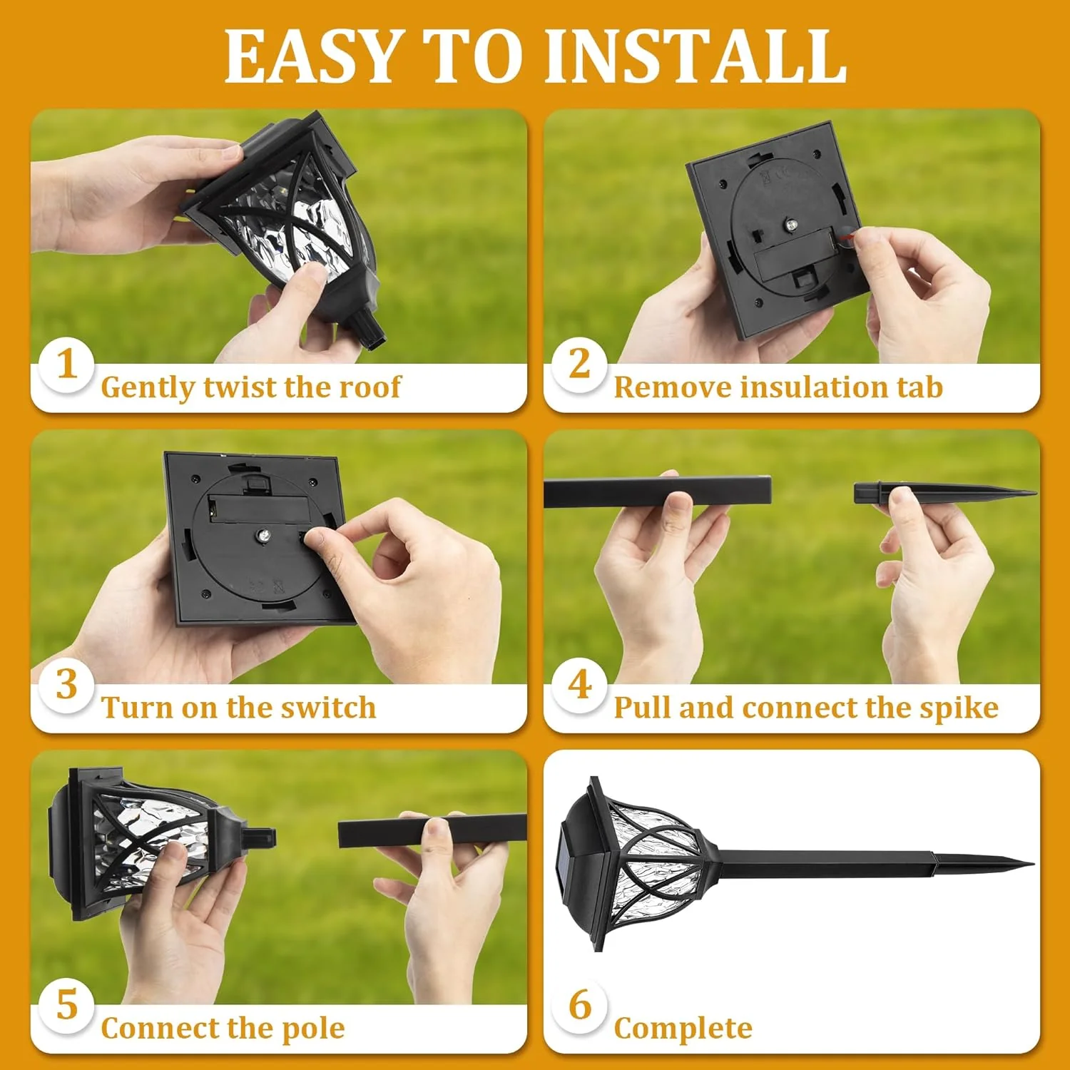 6 Pack Led Solar Pathway Garden Lights Outdoor - Image 6
