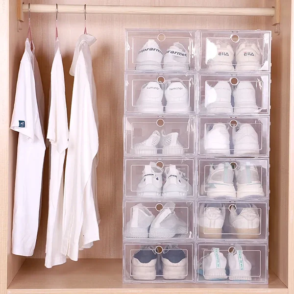 6pcs Clear Shoe Box Stackable Plastic Organizer - Image 4