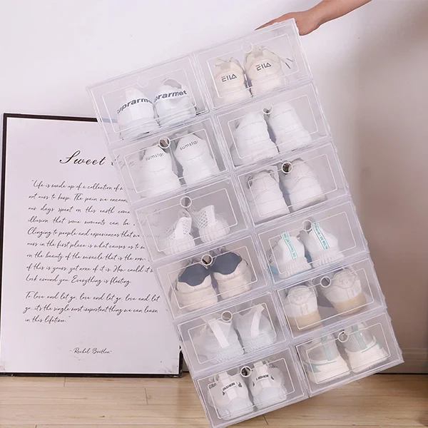 6pcs Clear Shoe Box Stackable Plastic Organizer - Image 5
