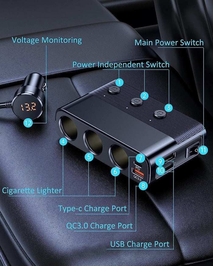 7-in-1 Car Cigarette Lighter Adapter - Image 8
