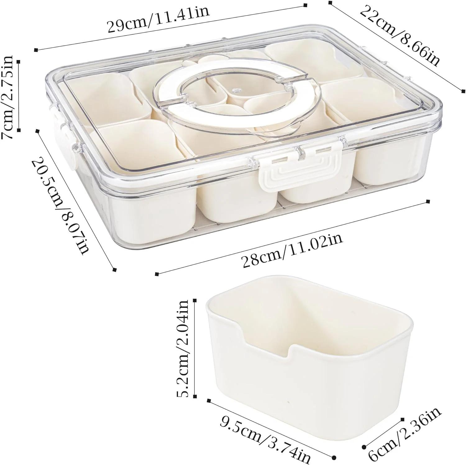 8 Compartments divided serving tray with Handle - Image 3