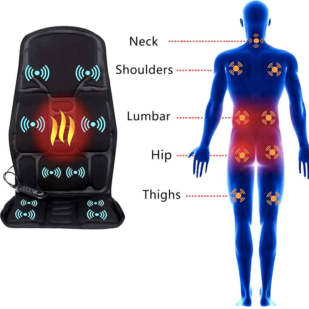 8 Mode Massage Chair Pad With Heated Back Neck Cushion For Car & Home - Image 9