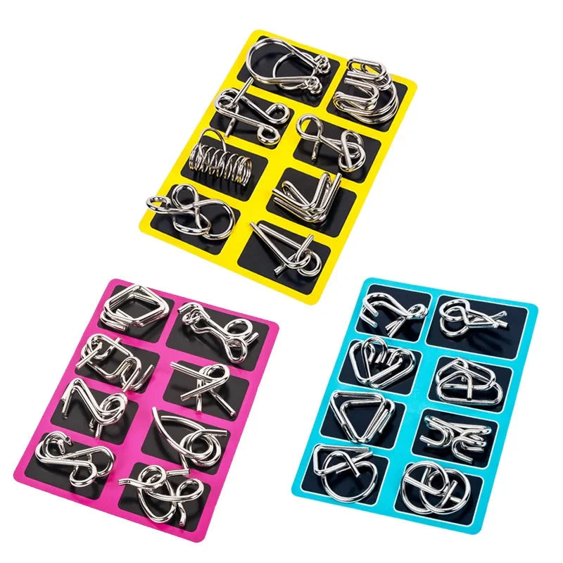 8 Piece Metal Puzzle Ring Set Brain Teaser Toys - Image 2