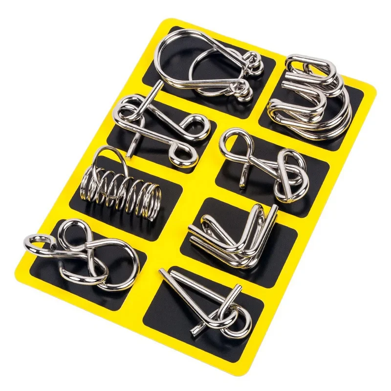 8 Piece Metal Puzzle Ring Set Brain Teaser Toys - Image 8