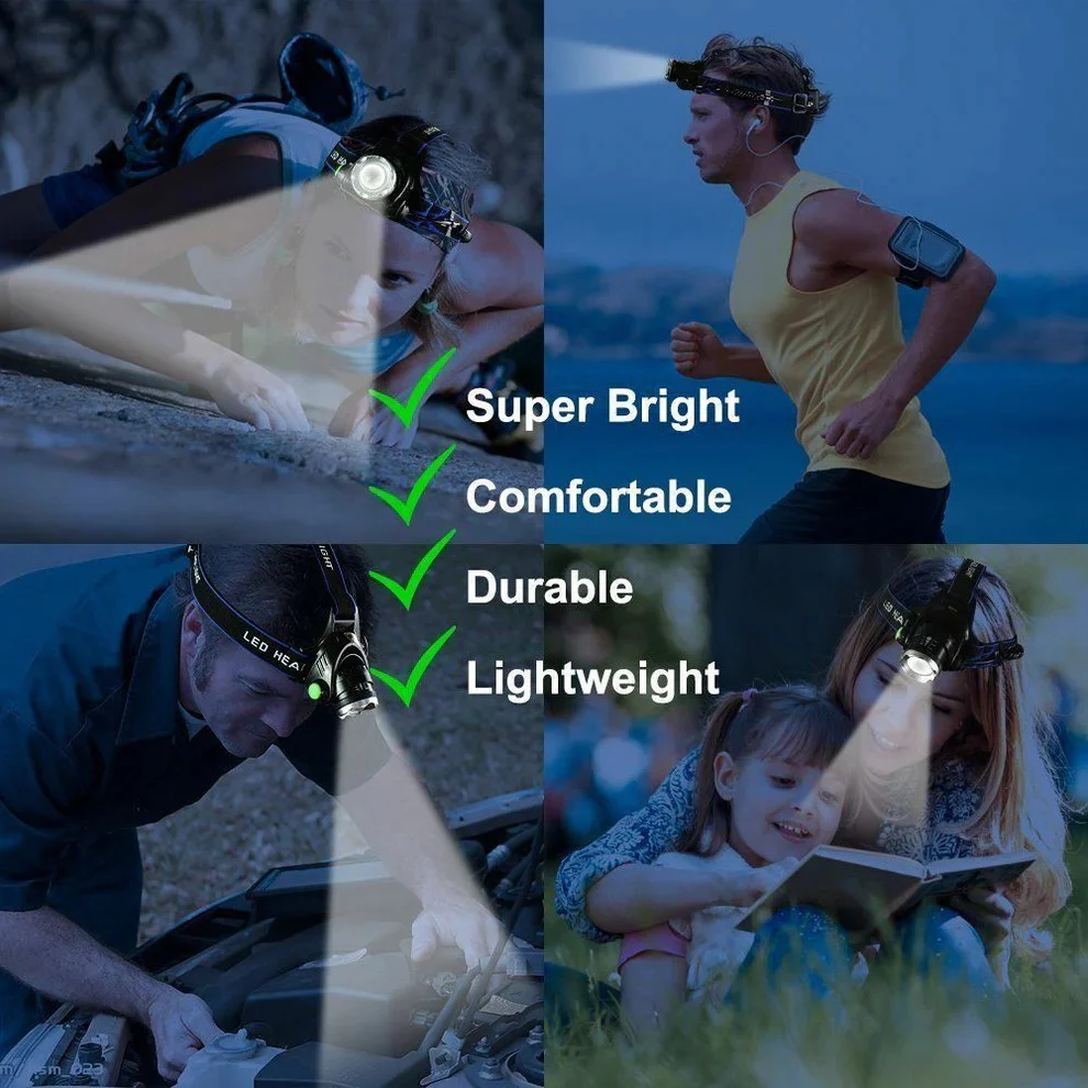 990000LM Rechargeable LED Headlamp - Image 6