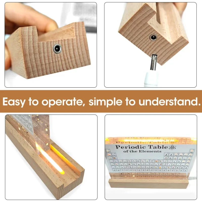 Acrylic Periodic Table with Wooden Light Base - Image 2