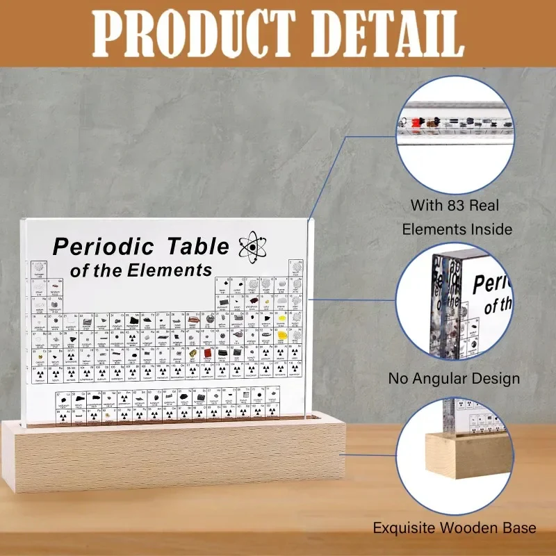 Acrylic Periodic Table with Wooden Light Base - Image 3