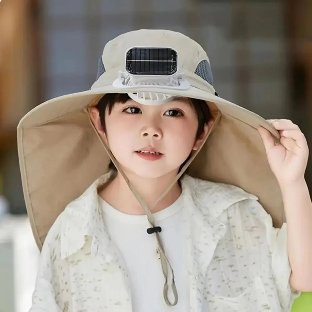 Adjustable Kids Solar Fan Hat - Image 6