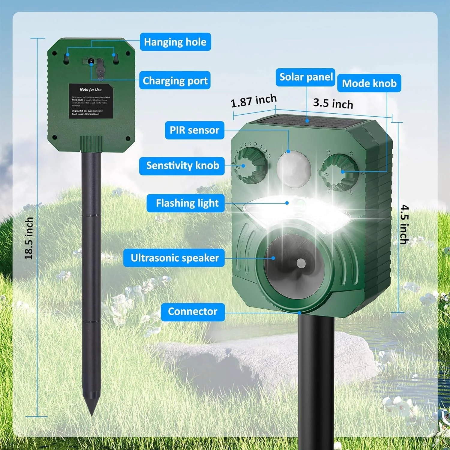 Advanced Ultrasonic Outdoor Cat And Dog Deterrent - Image 3